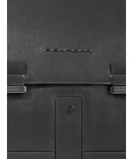 PIQUADRO CARL Leather briefcase, 15.6" laptop holder Black - Work Briefcases - 3