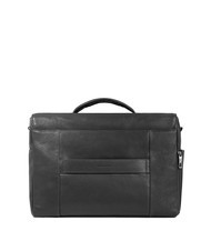 PIQUADRO CARL Leather briefcase, 15.6" laptop holder Black - Work Briefcases - 4
