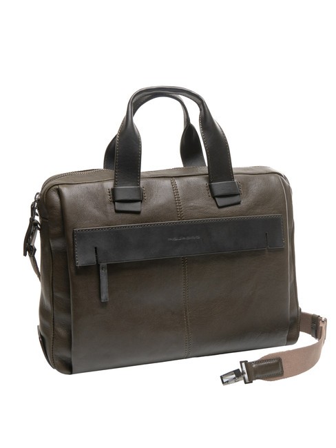 CAMPIONARIO - PYRAMID Leather briefcase, 15 "pc holder GREEN - Work Briefcases