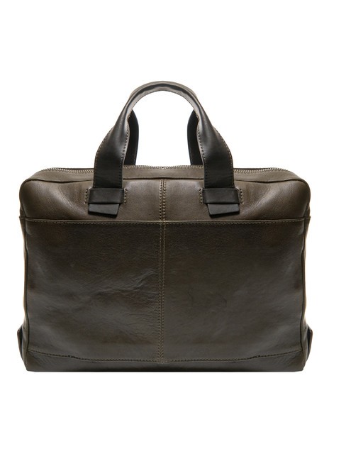 CAMPIONARIO - PYRAMID Leather briefcase, 15 "pc holder GREEN - Work Briefcases