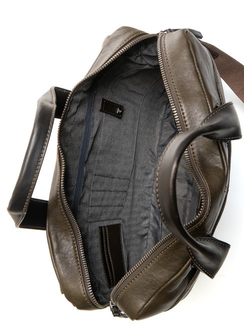 CAMPIONARIO - PYRAMID Leather briefcase, 15 "pc holder GREEN - Work Briefcases