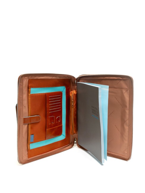 CAMPIONARIO - BLUE SQUARE Leather A4 clipboard with handles ORANGE - Tablet holder& Organizer