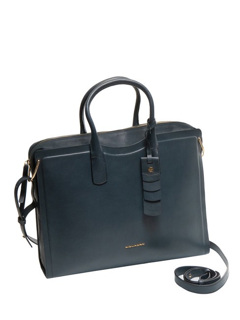 CAMPIONARIO - GEA  15.6" leather laptop briefcase blue - Work Briefcases