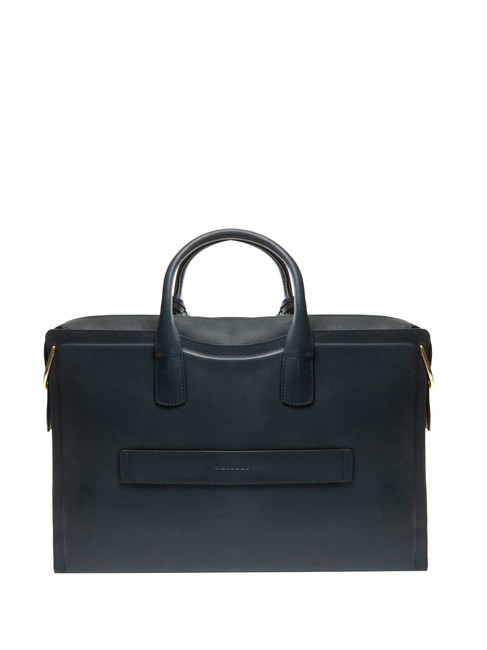 CAMPIONARIO - GEA  15.6" leather laptop briefcase blue - Work Briefcases