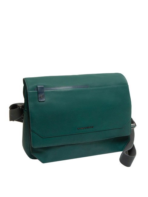 TALLIN Leather messenger bag pc 14" GREEN - Work Briefcases