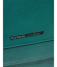 PIQUADRO TALLIN Leather messenger bag pc 14" GREEN - Work Briefcases - 3
