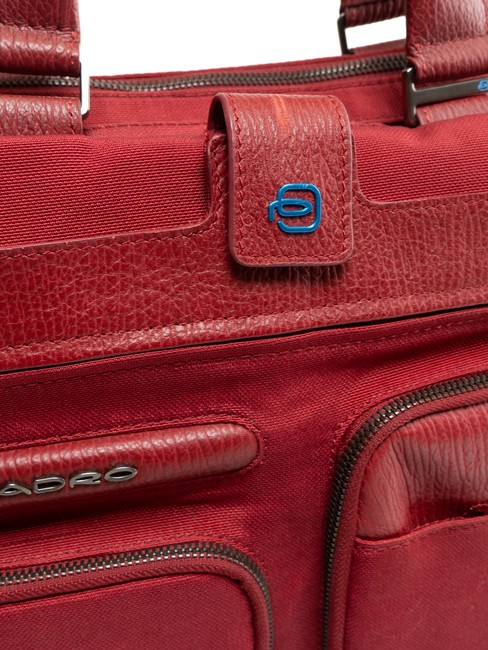 CAMPIONARIO - SIGNO OUT Fabric and leather briefcase, 13" laptop RED - Work Briefcases