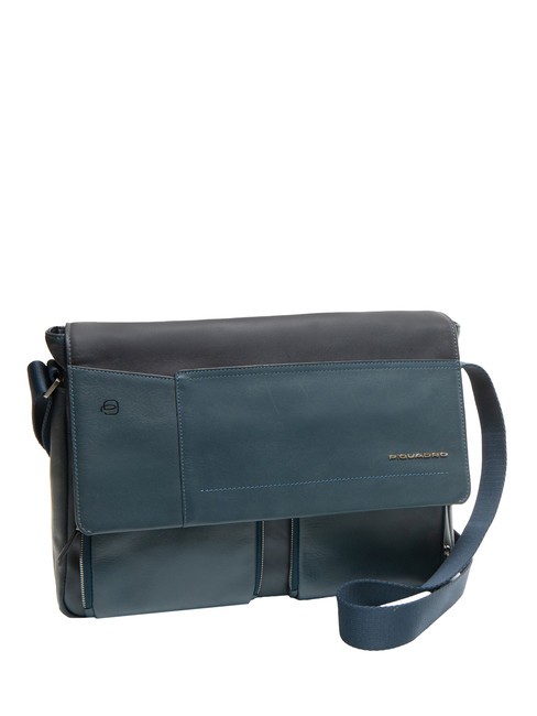 CAMPIONARIO - CARY Leather messenger, 13" laptop holder blue - Work Briefcases