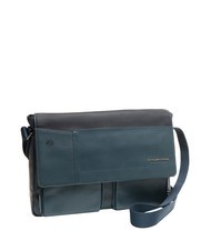 PIQUADRO CAMPIONARIO - CARY Leather messenger, 13" laptop holder blue - Work Briefcases - 2