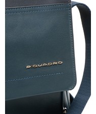 PIQUADRO CAMPIONARIO - CARY Leather messenger, 13" laptop holder blue - Work Briefcases - 3