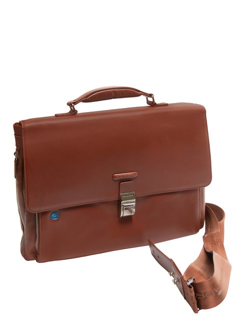 CAMPIONARIO - BLUE SQUARE OUT Leather briefcase for 15" laptop BROWN - Work Briefcases