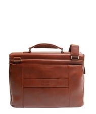 PIQUADRO CAMPIONARIO - BLUE SQUARE OUT Leather briefcase for 15" laptop BROWN - Work Briefcases - 4