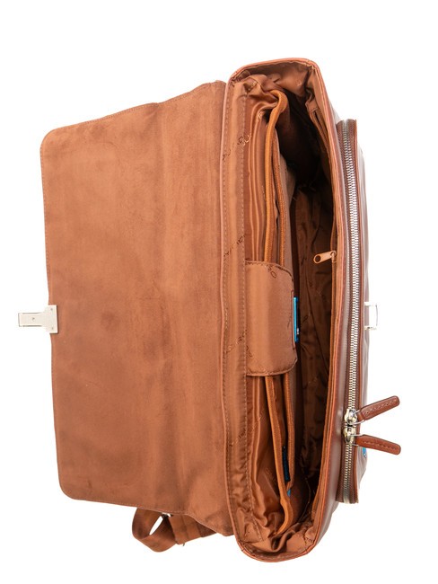 CAMPIONARIO - BLUE SQUARE OUT Leather briefcase for 15" laptop BROWN - Work Briefcases