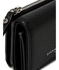 GIANNI CHIARINI WALLETS GRAIN Small hammered leather wallet Black - Women’s Wallets - 4