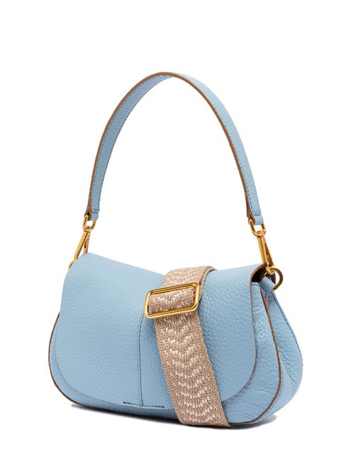 HELENA ROUND Leather bag with double shoulder strap sky - Women’s Bags