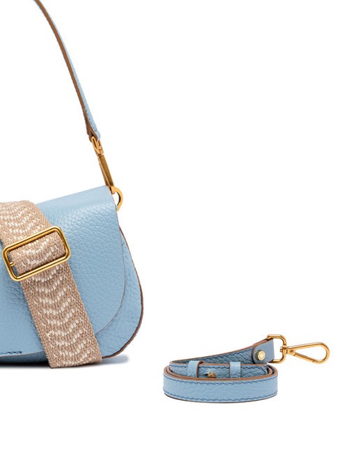 HELENA ROUND Leather bag with double shoulder strap sky - Women’s Bags