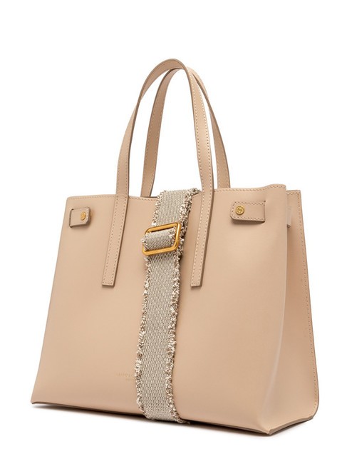 ALTEA Leather shopping bag with shoulder strap cream - Women’s Bags