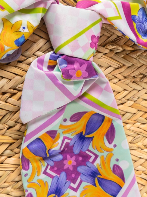 JAVA Medium straw beach bag purple - Women’s Bags