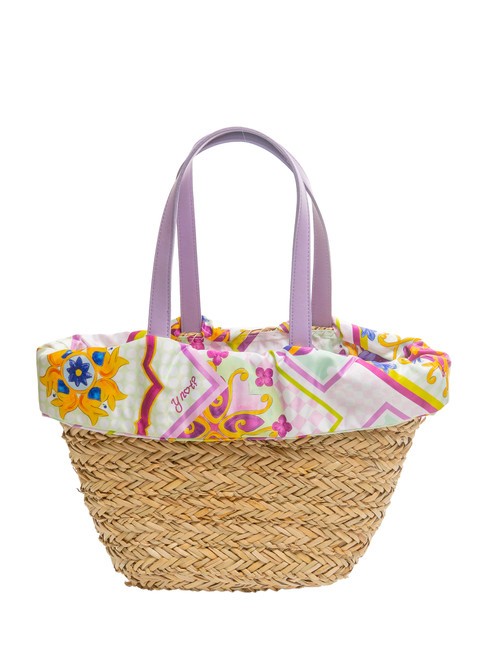 JAVA Medium straw beach bag purple - Women’s Bags