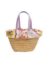 YNOT JAVA Medium straw beach bag purple - Women’s Bags - 4