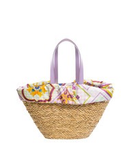 YNOT JAVA Large straw beach bag purple - Women’s Bags - 4