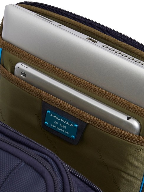 BRIEF 2 Leather and fabric duffel backpack blue - Laptop backpacks