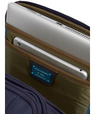 PIQUADRO BRIEF 2 Leather and fabric duffel backpack blue - Laptop backpacks - 5