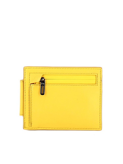 URBAN Leather credit card holder with zip Yellow - Men&rsquo;s Wallets