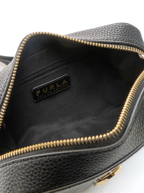 GARDENIA Camera case bag in keria print leather black+ice tones - Women’s Bags