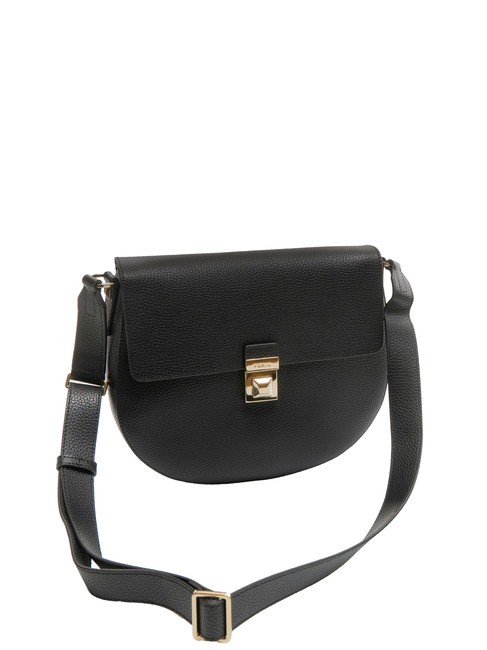 GLENN Saddle bag in keria print leather Black - Women’s Bags