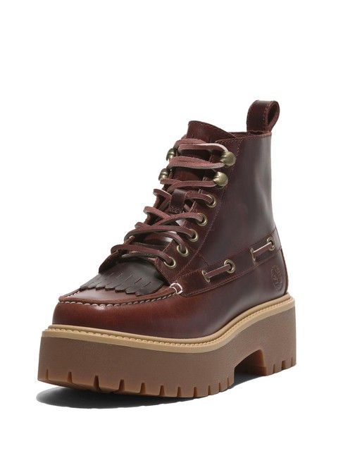 STONE STREET  Leather ankle boots with wedge burgundy full grain - Women’s shoes