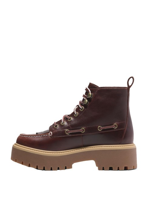 STONE STREET  Leather ankle boots with wedge burgundy full grain - Women’s shoes