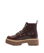 TIMBERLAND STONE STREET  Leather ankle boots with wedge burgundy full grain - Women’s shoes - 3