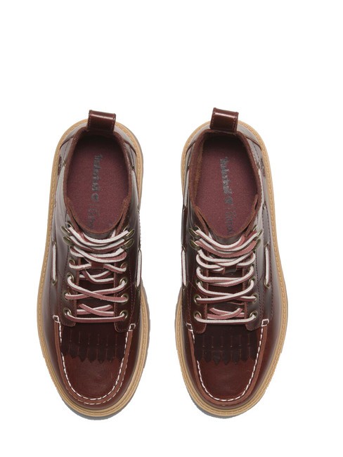 STONE STREET  Leather ankle boots with wedge burgundy full grain - Women’s shoes