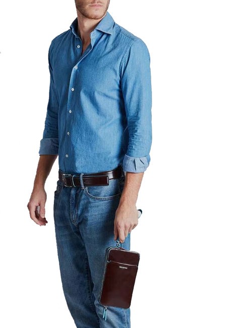 BLUE SQUARE Leather clutch bag MAHOGANY - Women’s Bags