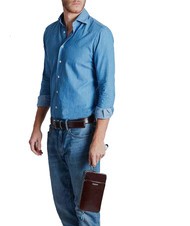 PIQUADRO BLUE SQUARE Leather clutch bag MAHOGANY - Women’s Bags - 4