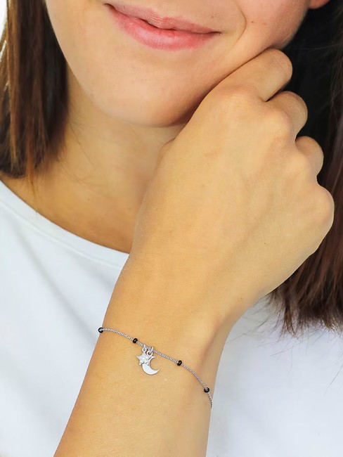 CANDY CHARM Silver star moon bracelet rhodium - Bracelets