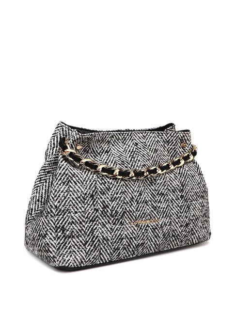 ADELE Herringbone fabric bag with shoulder strap black wool - Women’s Bags