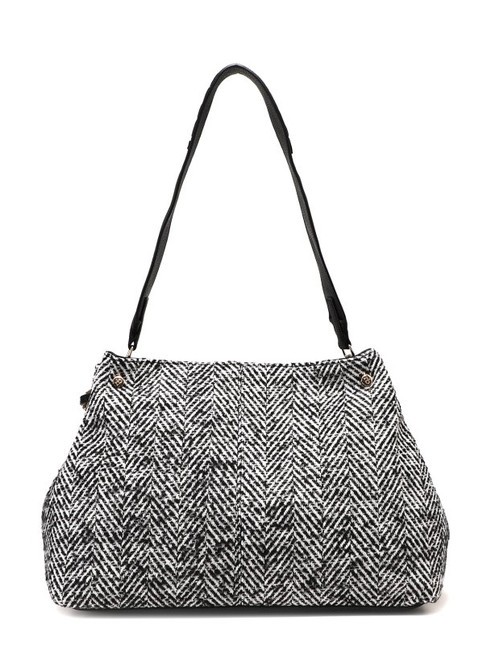 ADELE Herringbone fabric bag with shoulder strap black wool - Women’s Bags