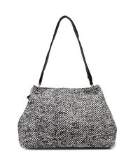 ROCCOBAROCCO ADELE Herringbone fabric bag with shoulder strap black wool - Women’s Bags - 3
