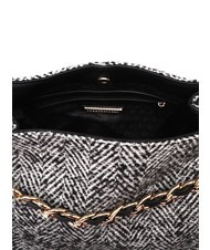 ROCCOBAROCCO ADELE Herringbone fabric bag with shoulder strap black wool - Women’s Bags - 5