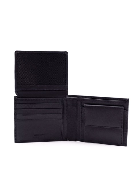 STRIPE Leather wallet with flap blue - Men’s Wallets