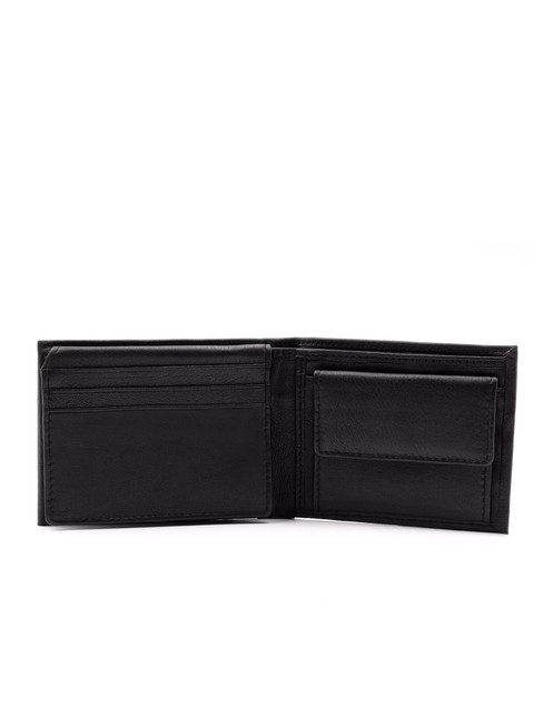 STRIPE Leather wallet with flap black - Men&rsquo;s Wallets