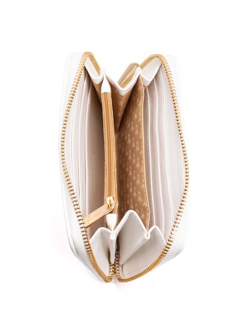 LOGO METALLICO Medium zip around wallet off white - Women’s Wallets