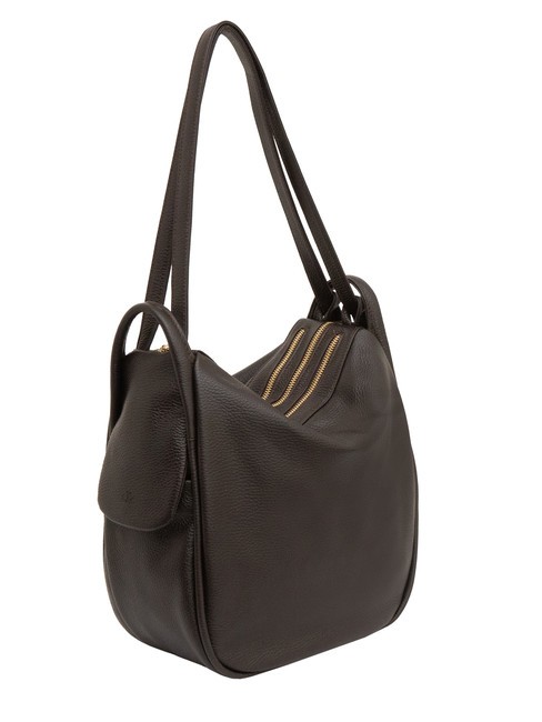 TRIO  Hammered leather satchel backpack coffee25 - Women’s Bags