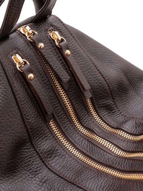 TRIO  Hammered leather satchel backpack coffee25 - Women’s Bags