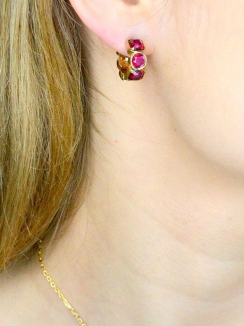 CRAZY EARRINGS Geometric earrings yellow gold/fuchsia - Earrings