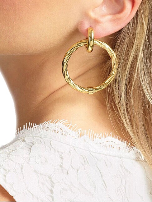 LET S GET LOUD Torchon hoop earrings gold - Earrings