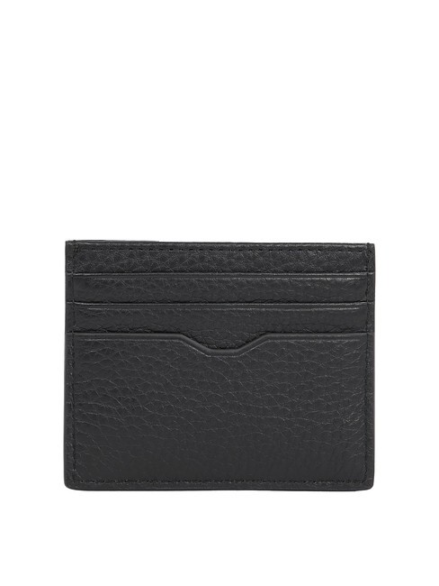 TH CORP Flat leather card holder black - Men’s Wallets