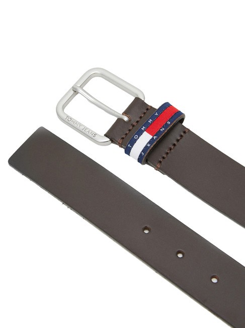TOMMY JEANS RYAN Leather belt dark brown - Belts